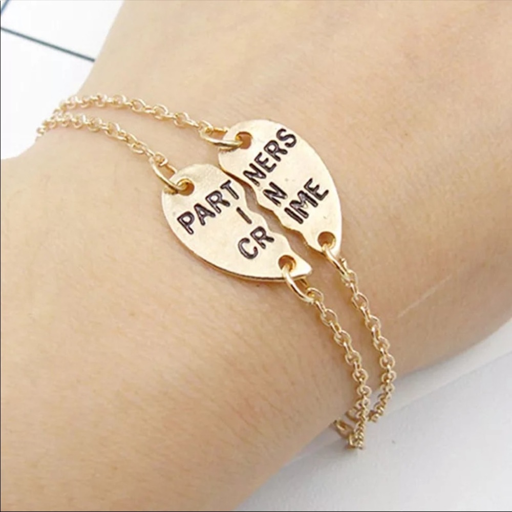 3/$30 NEW! Partners in Crime Best Friend Bracelet Heart